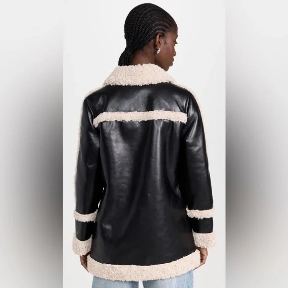 NWT 7 For All Mankind Faux Sherpa Faux Leather Jacket - Picture 4 of 10